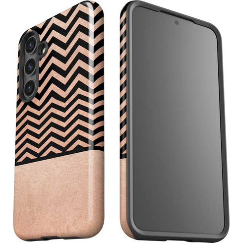 Rose Gold Chevron Split Galaxy S24 Plus Impact Case